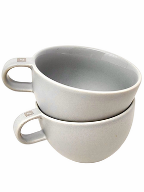 2 Nespresso Cappuccino Mugs Barista Big Game D2220 Grey Porcelain Logo Large